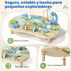 Lehoo Castle Mesa de actividades Montessori de dinosaurio de madera para