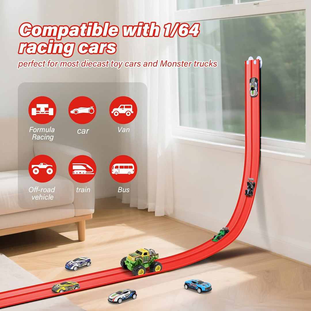 KETIEE Flex Tracks de 16 pies para niños: pista de rampa flexible c...