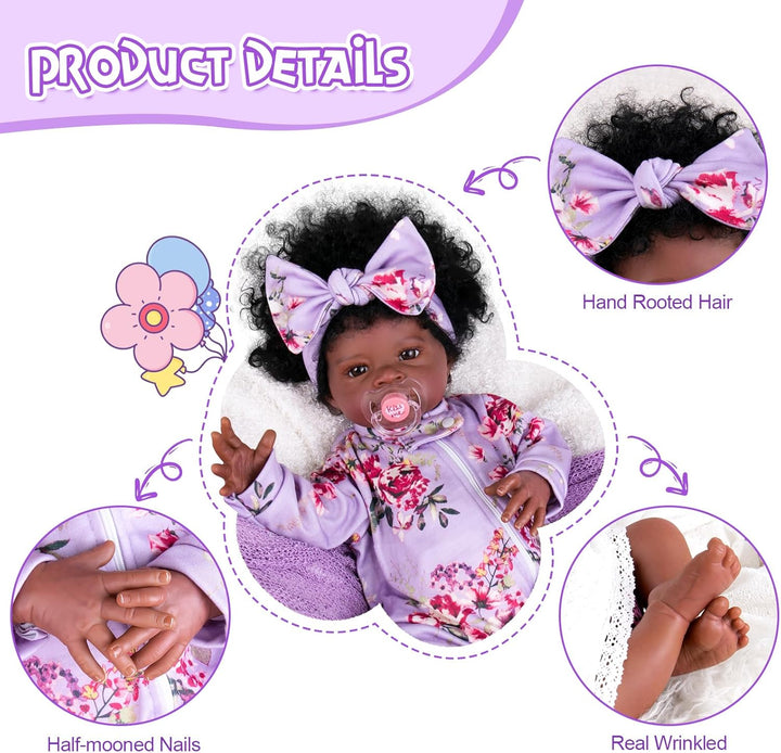 Aori Muñecas Reborn de bebé negras para niñas - Muñecas de bebés am...