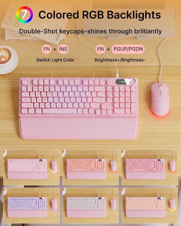 EWEADN Combo de teclado y mouse con cable con reposamuñecas desmont...