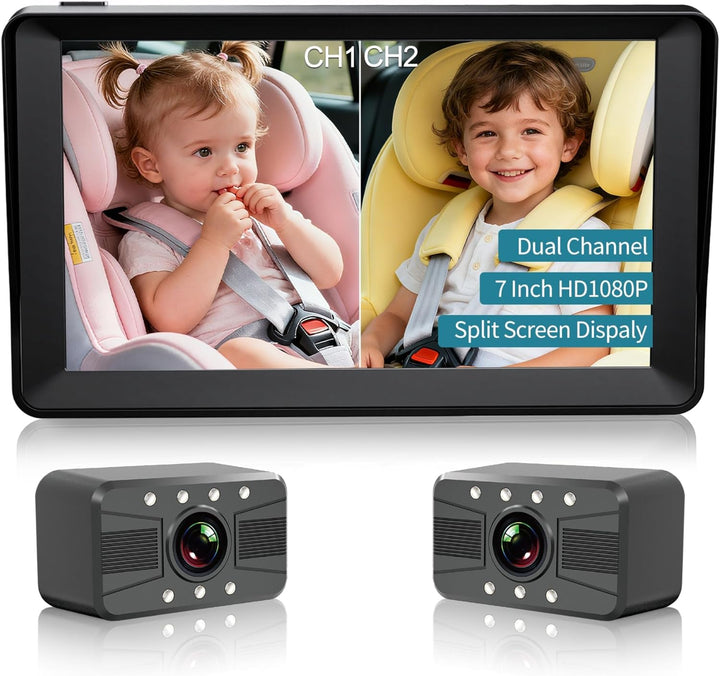 Cámara de coche para bebé pantalla dividida de 7 pulgadas