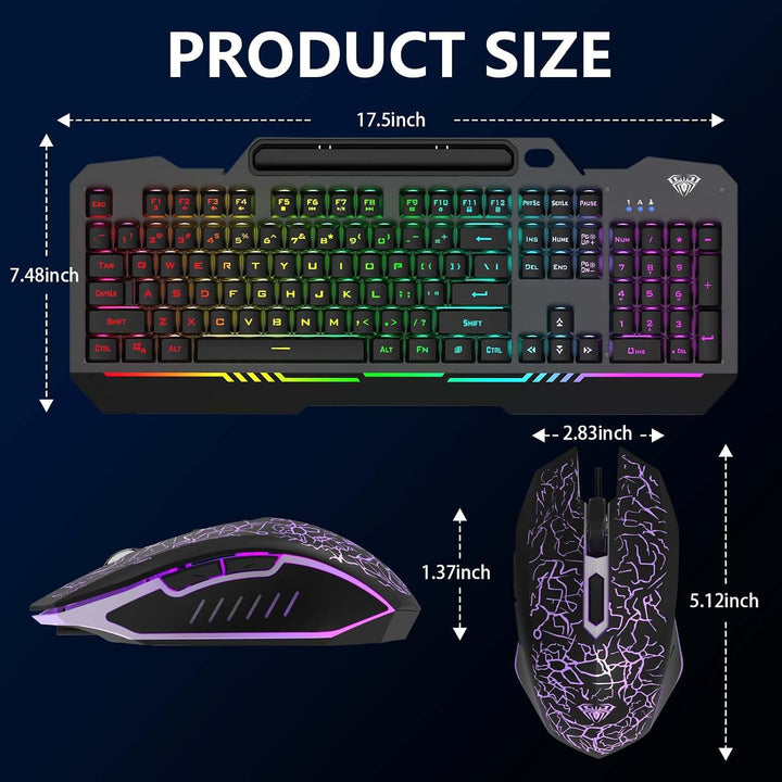 AULA Teclado para juegos, T102 104 teclas Combo de teclado y mouse...