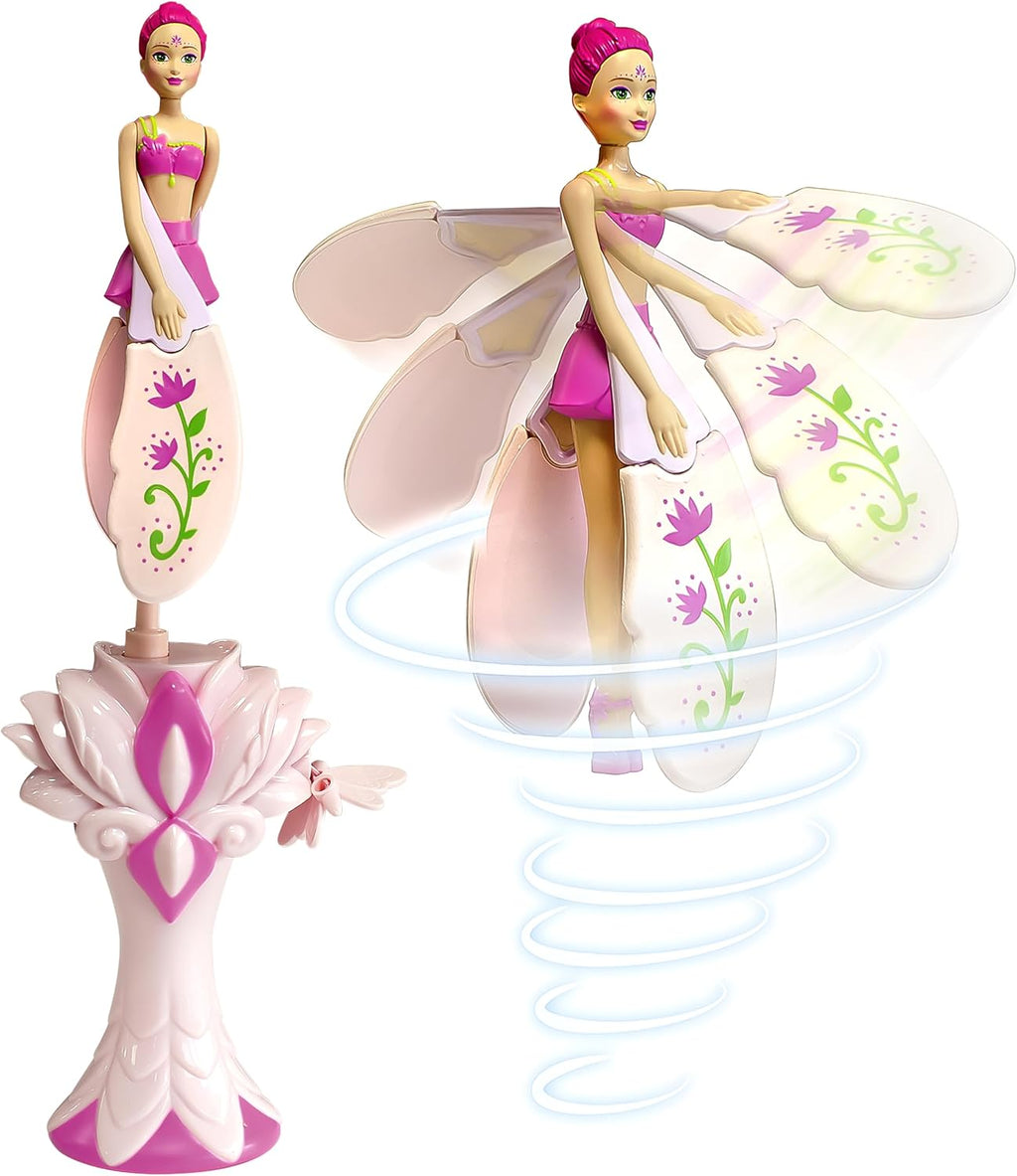 Sky Dancers Muñeca voladora, juguete de tirar, sin baterías, fantasía fucsia