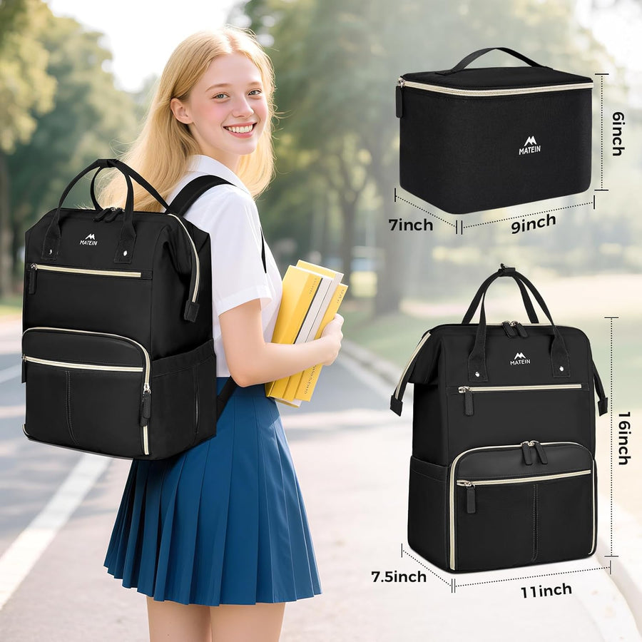 MATEIN - Mochila para portátil con fiambrera, mochila de almuerzo d...