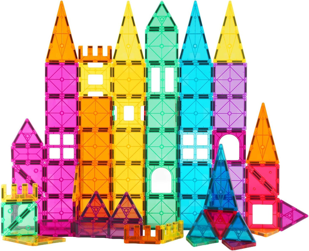 STEM - Juego de 70 piezas de azulejos magnéticos para niños de 3 a 8 años, bloques magnéticos sensoriales Montessori para niños pequeños, kit de construcción para el aula y el hogar
