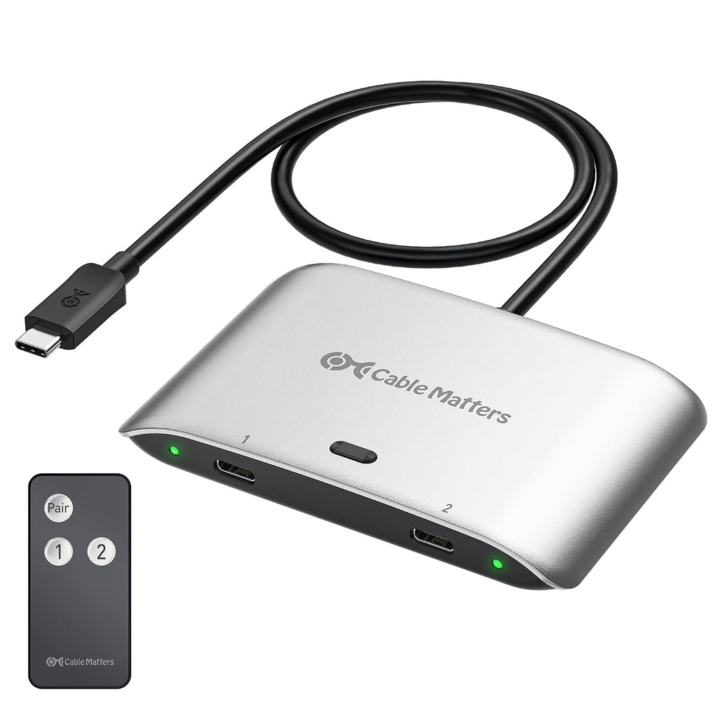 Cable Matters conmutador USB C KVM de 20Gbps para 2 computadoras, 140W PD Carga