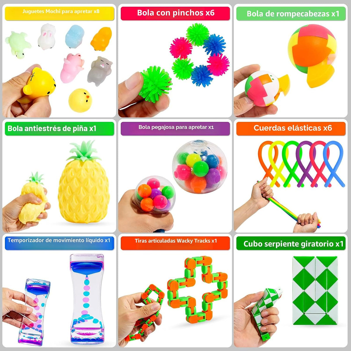 76 piezas Juego de juguetes sensoriales para aliviar el estrés, paquete antiansiedad, juguetes sensoriales para niños y adultos, paquetes de juguetes para manos inquietas con mochi esponjoso, bola