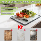 Tabla de cortar de vidrio templado de 8 x 12 pulgadas y 12 x 16 pulgadas, tabla de cortar de vidrio para encimera de cocina, anillo de goma antideslizante, apta para lavavajillas
