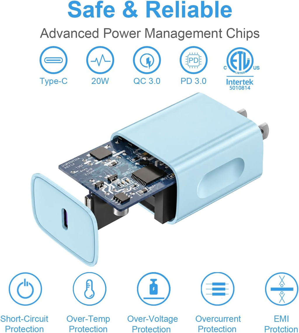 Cargador USB C de carga rápida para iPhone 18, 17, 16, 15, 3 unidades