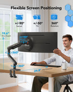 HUANUO Brazo de monitor resistente para pantallas ultraanchas de hasta 49 ", placa de refuerzo de montaje de monitor de acero
