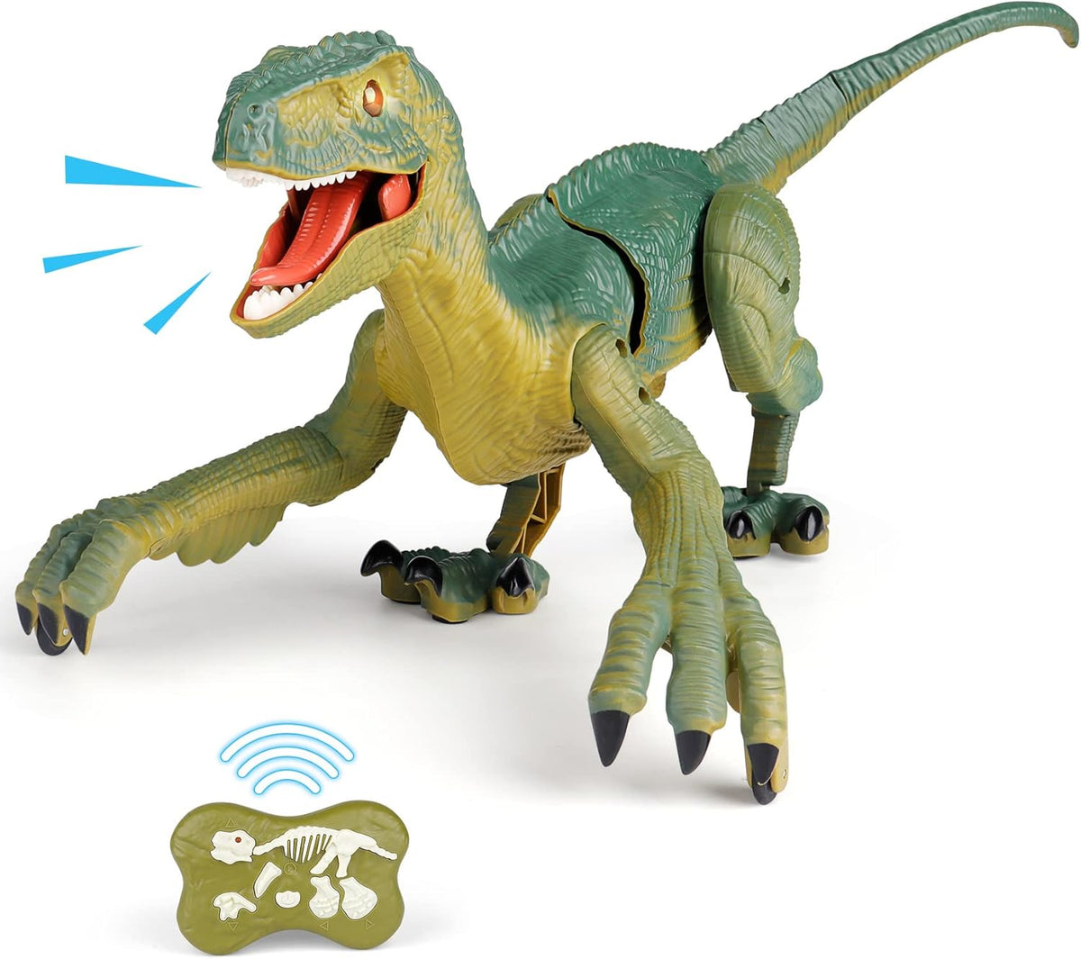 VERTOY Juguetes de dinosaurio a control remoto para niños: construye un gran dinosaurio velociraptor para caminar con luz y sonido, ideas de regalo de cumpleaños para niños y niñas de 3, 5, 5, 7, 8 a