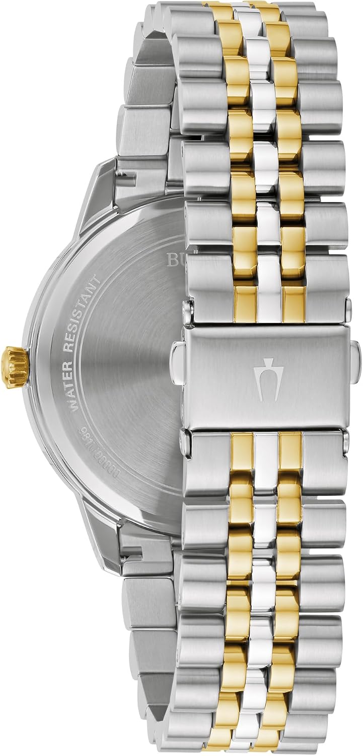 Bulova Reloj de Vestir para Hombre Classic Diamond, Reloj Quartz de 3 Manecillas con Fecha, Correa de Acero Inoxidable, 41mm