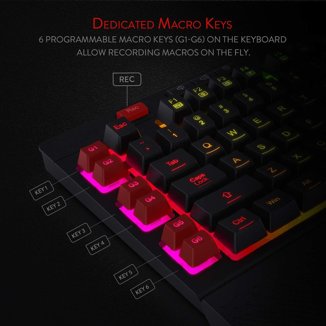 Redragon K512 Shiva RGB - Teclado para videojuegos con membrana ret...