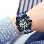 Tiong Hombre Reloj Mecánico Automático Esqueleto de Acero Inoxidable