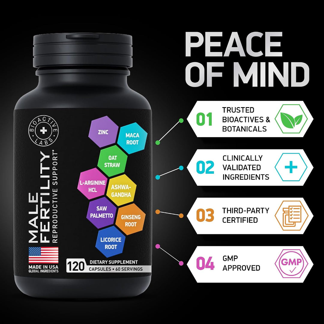 Suplementos de fertilidad para hombres, zinc, maca, ashwagandha, L-...