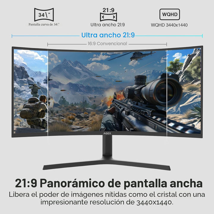 Z-Edge 34 pulgadas WQHD 1440P Monitor curvado para juegos, pantalla...