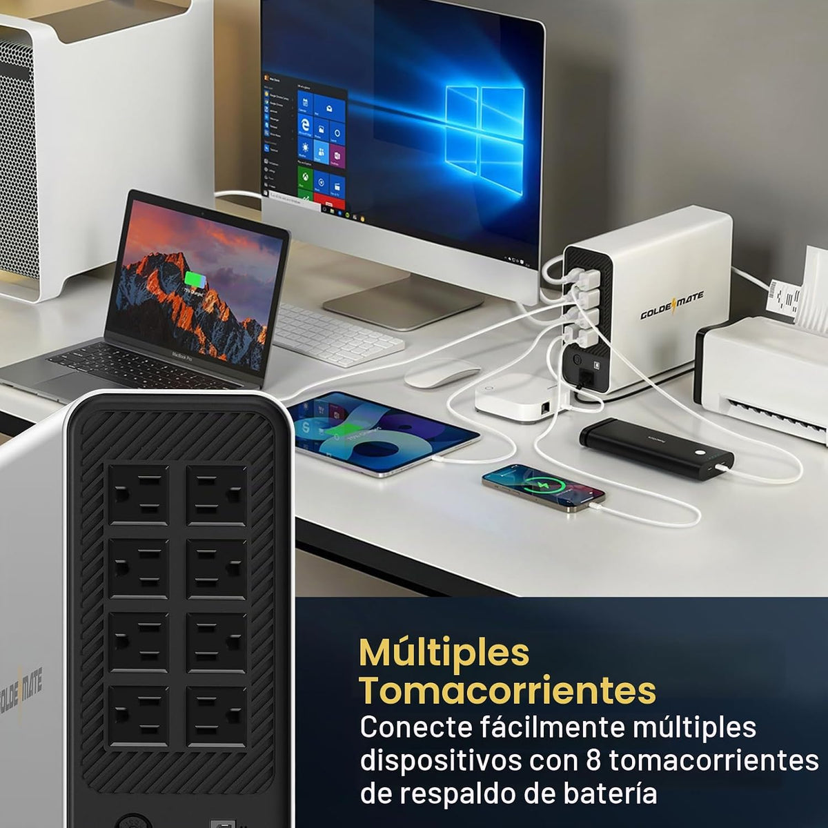 GOLDENMATE Batería de reserva y protector contra sobretensiones de batería