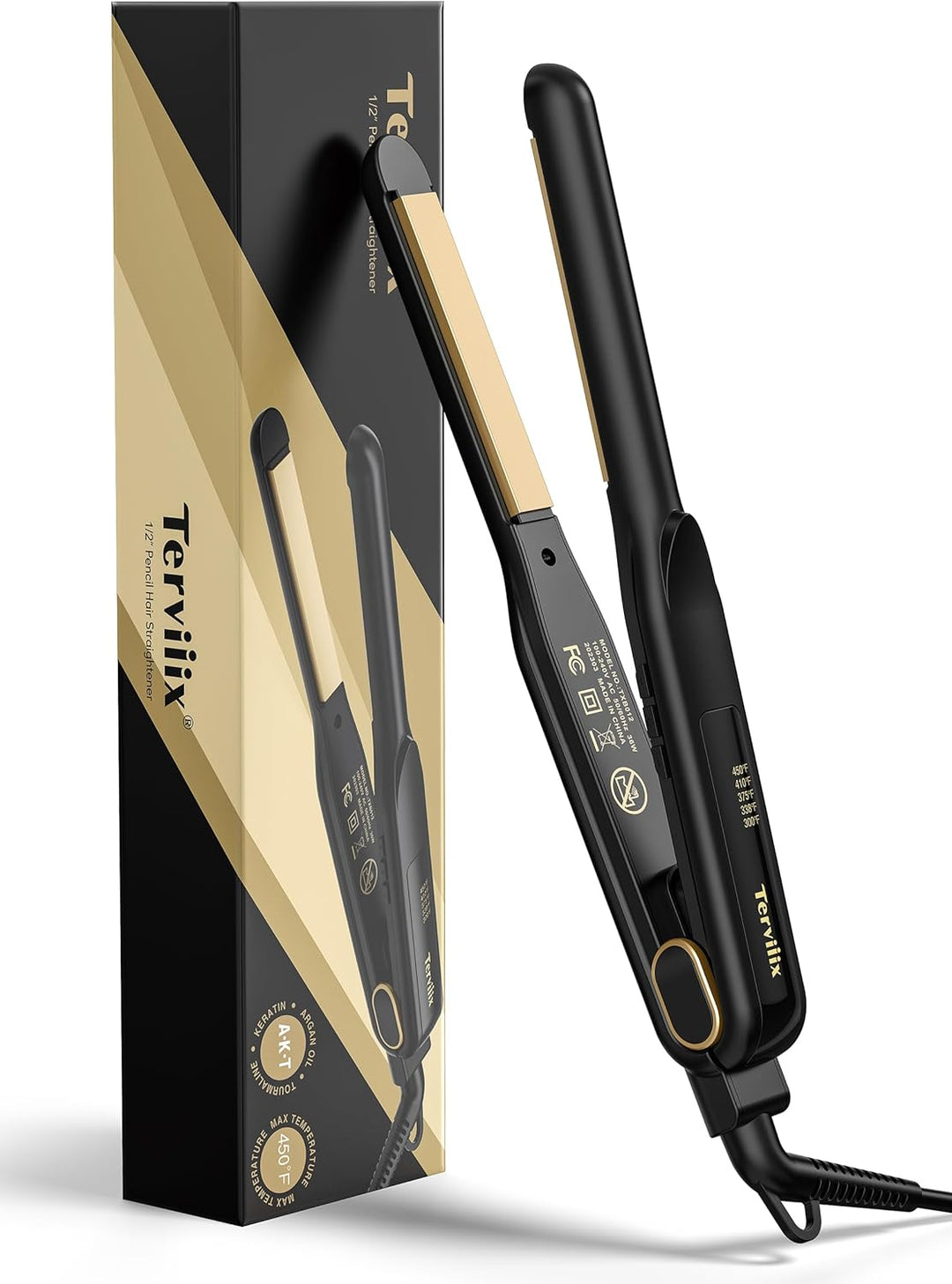 Terviiix Plancha plana de 1\/2 pulgada para cabello corto, alisador...