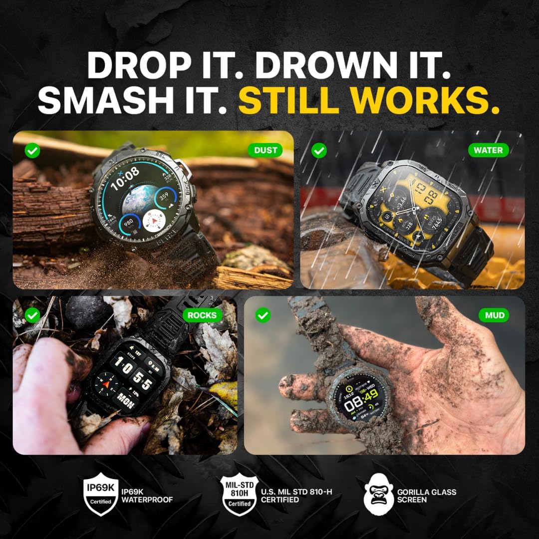 CARBINOX Blaze - Reloj inteligente resistente para hombre, rastreador de