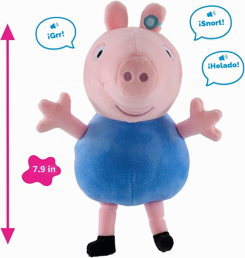 Peppa Pig George Parlante, Muñeco de peluche con voz y efectos de sonido, Peluche suave para preescolar