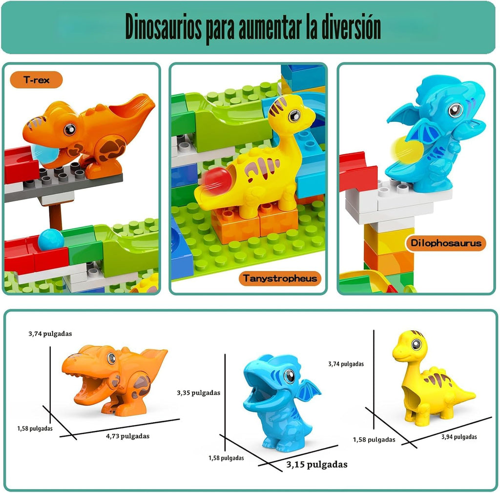 Klobroz Dinosaur Marble Run, bloques de construcción para niños pequeños de