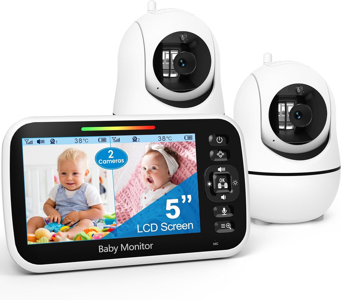 GoodBaby Monitor de bebé con 2 cámaras, sistema de monitoreo de vid...