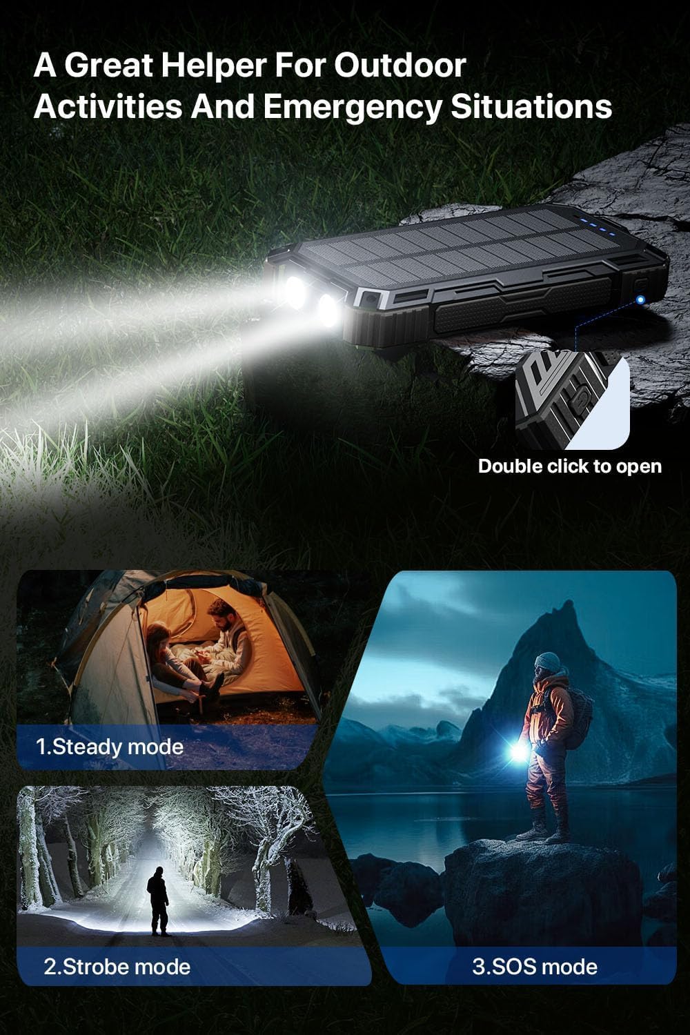 jskei Power Bank - Cargador portátil solar de 49800 mAh, carga inal...