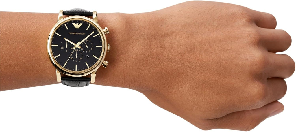 Reloj Emporio Armani para hombre de tres manecillas, automático o cronógrafo, con correa de acero inoxidable o cuero