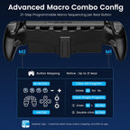 KICKDOT JC500 Controlador de mano para Switch 2, Joysticks TMR, Empuñadura ergonómica | Control TMR anti-deriva, Comodidad tamaño completo, Turbo, Macro, Botones traseros, RGB, Giroscopio, 6 ranuras para cartuchos de juego, Patas de apoyo y batería de 15H