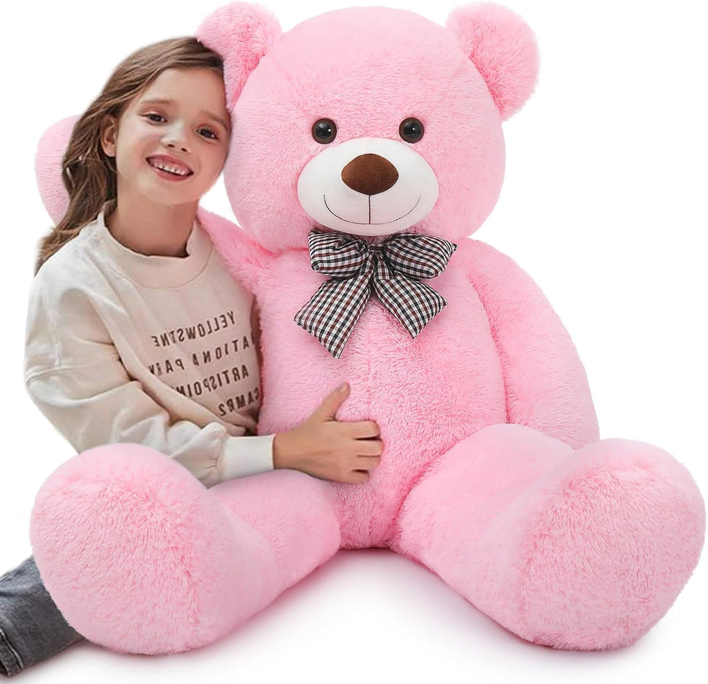 MaoGoLan Oso de peluche gigante de 4 pies, adorable y tierno oso de peluche grande animal de peluche de 47 pulgadas, oso de peluche rosa regalo de peluche decoración para baby shower, fiesta