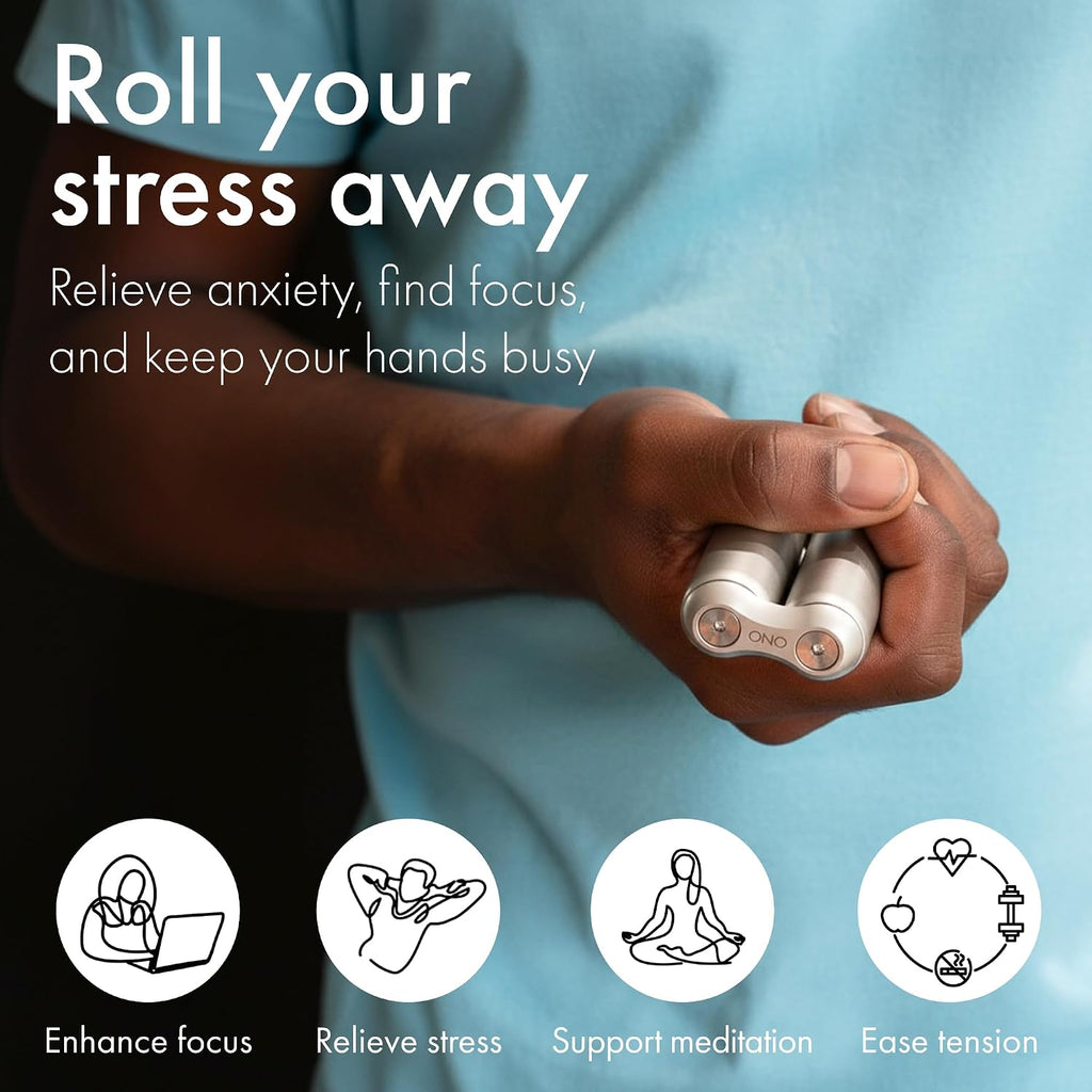 ONO Roller - Juguete antiestrés de mano para adultos | Ayuda a aliviar el estrés, la ansiedad, la tensión | Promueve el enfoque, la claridad | Diseño compacto y portátil (mate, tamaño completo, acero
