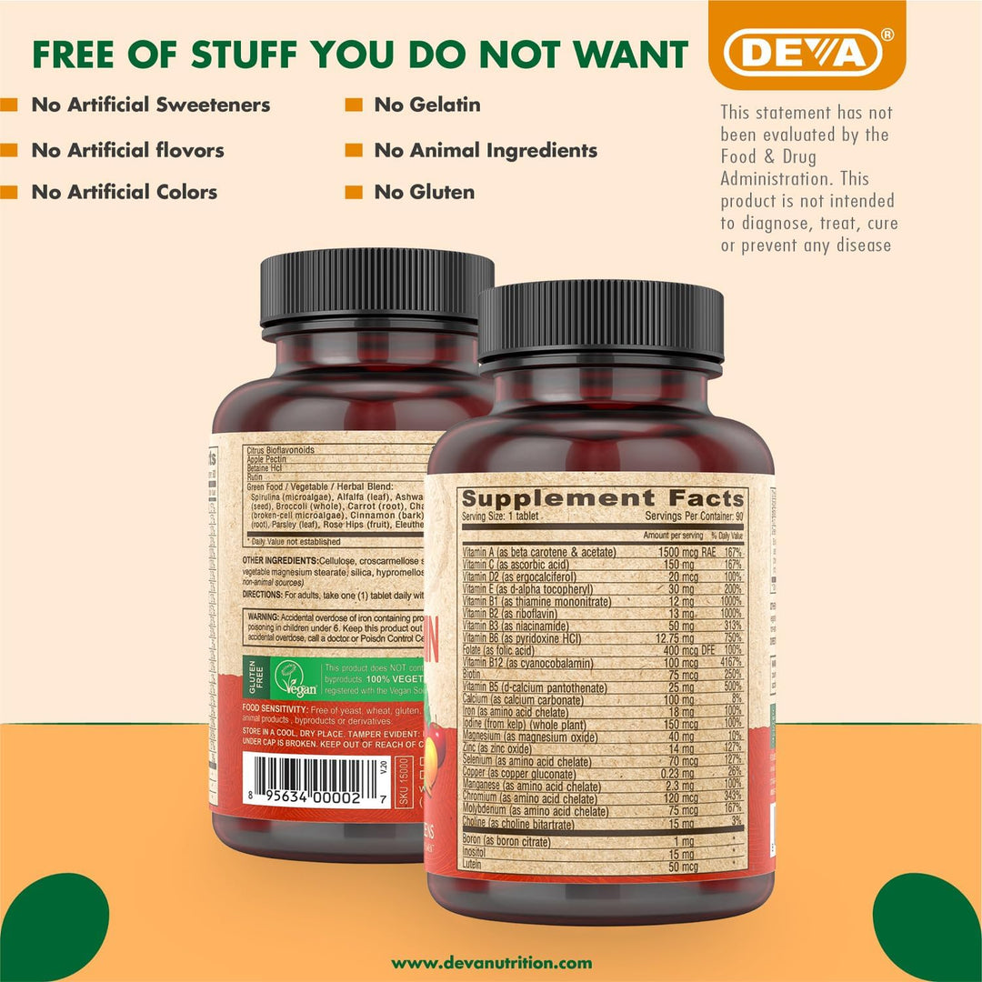 Deva Suplemento multivitamínico y mineral vegano, fórmula vegana co...
