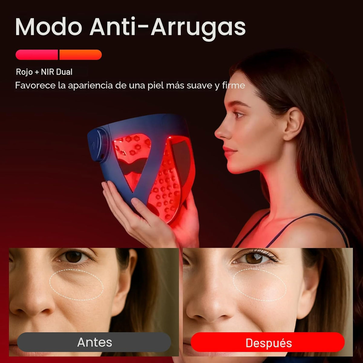 INIA Glow 4D - Máscara de terapia de luz roja inalámbrica para cara...