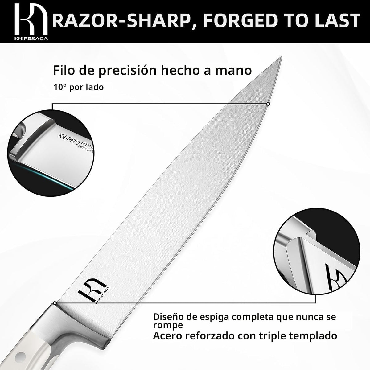 KnifeSaga Juego de Bloque de Cuchillos de Cocina, Juego de Cuchillos Ultra Afilados de 15 Piezas Duraderas, Acero Inoxidable de Alto Carbono Japonés, Cuchillos Forjados Premium para Cocina y Chefs
