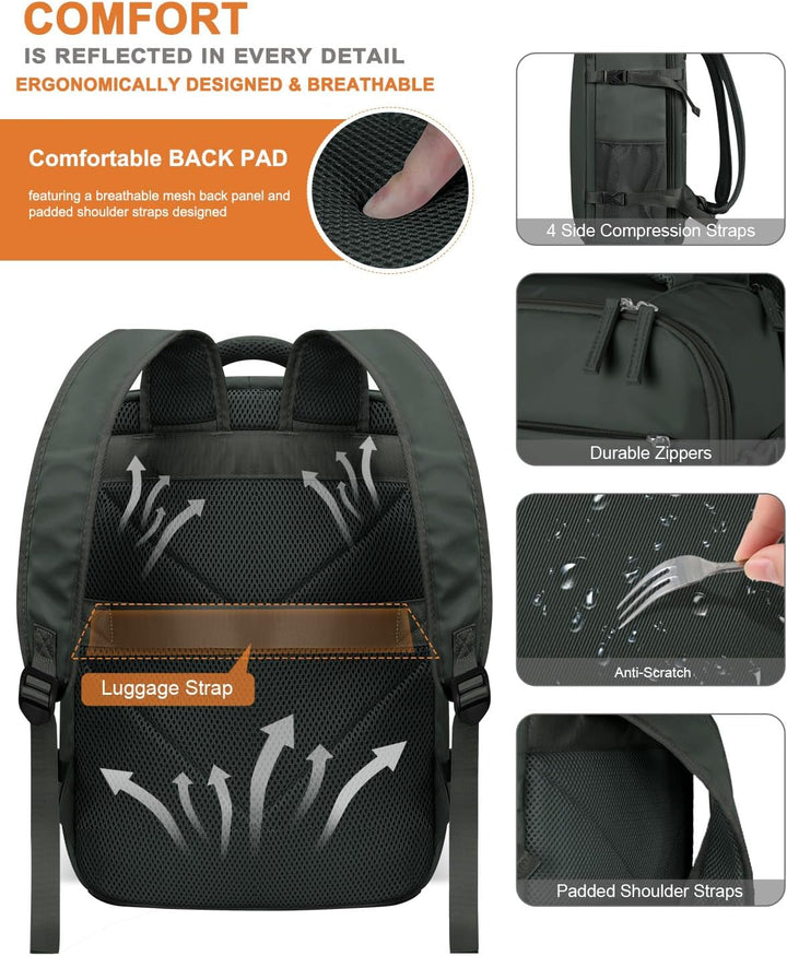 Capolo Mochila de viaje para mujeres y hombres, mochila impermeable...