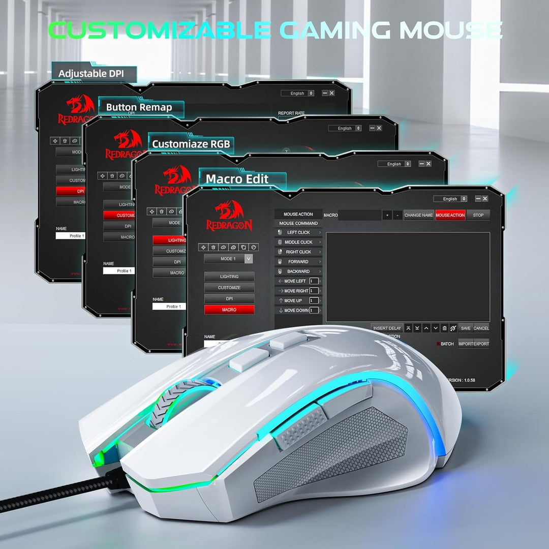 Redragon M602 Mouse para juegos, mouse ergonómico RGB para juegos c...