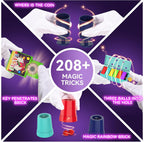 Kit mágico – 208 trucos de magia para niños de 6 a 8 años, juego de magia con manual y video para principiantes y niños, regalos de Navidad, Halloween, cumpleaños, juguetes para edades de 6, 7, 8, 9, 10, 11, 12 años