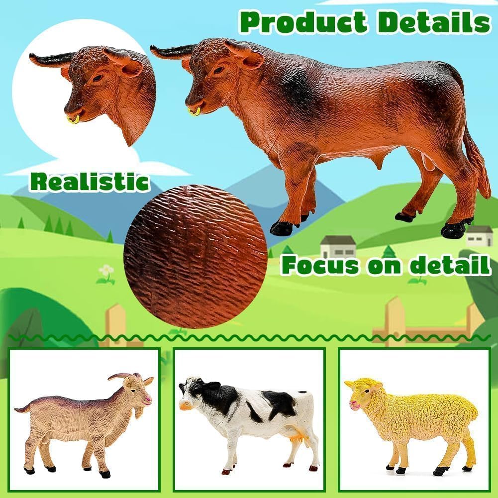 BOLZRA Figuras de animales de granja, juguetes realistas de animale...