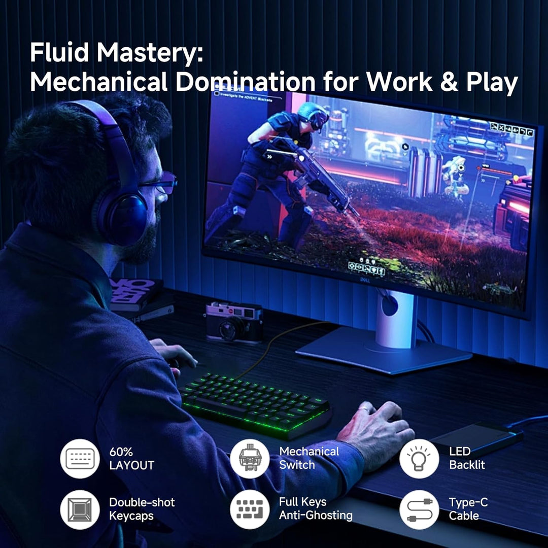 TMKB Teclado Mecánico para Juegos 60%, Interruptor Lineal Rojo, Ret...