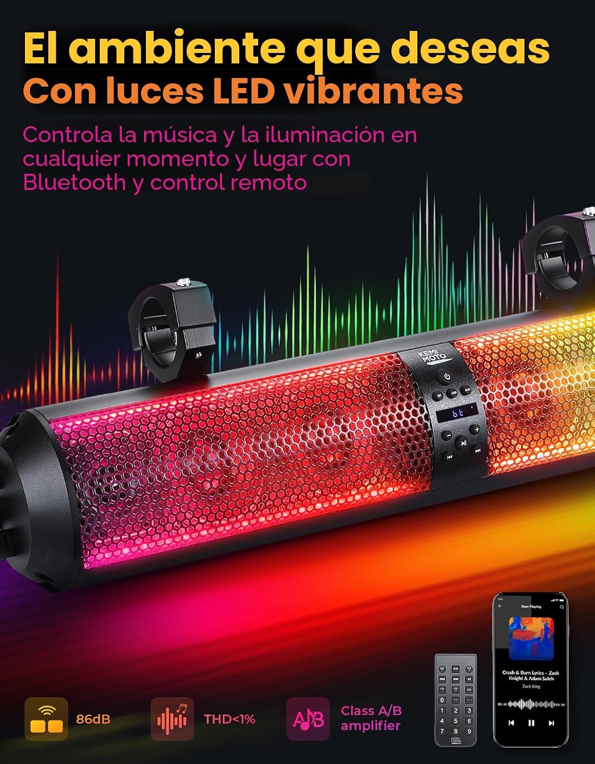 KEMIMOTO Barra de sonido UTV de 28 pulgadas compatible con Polaris RZR