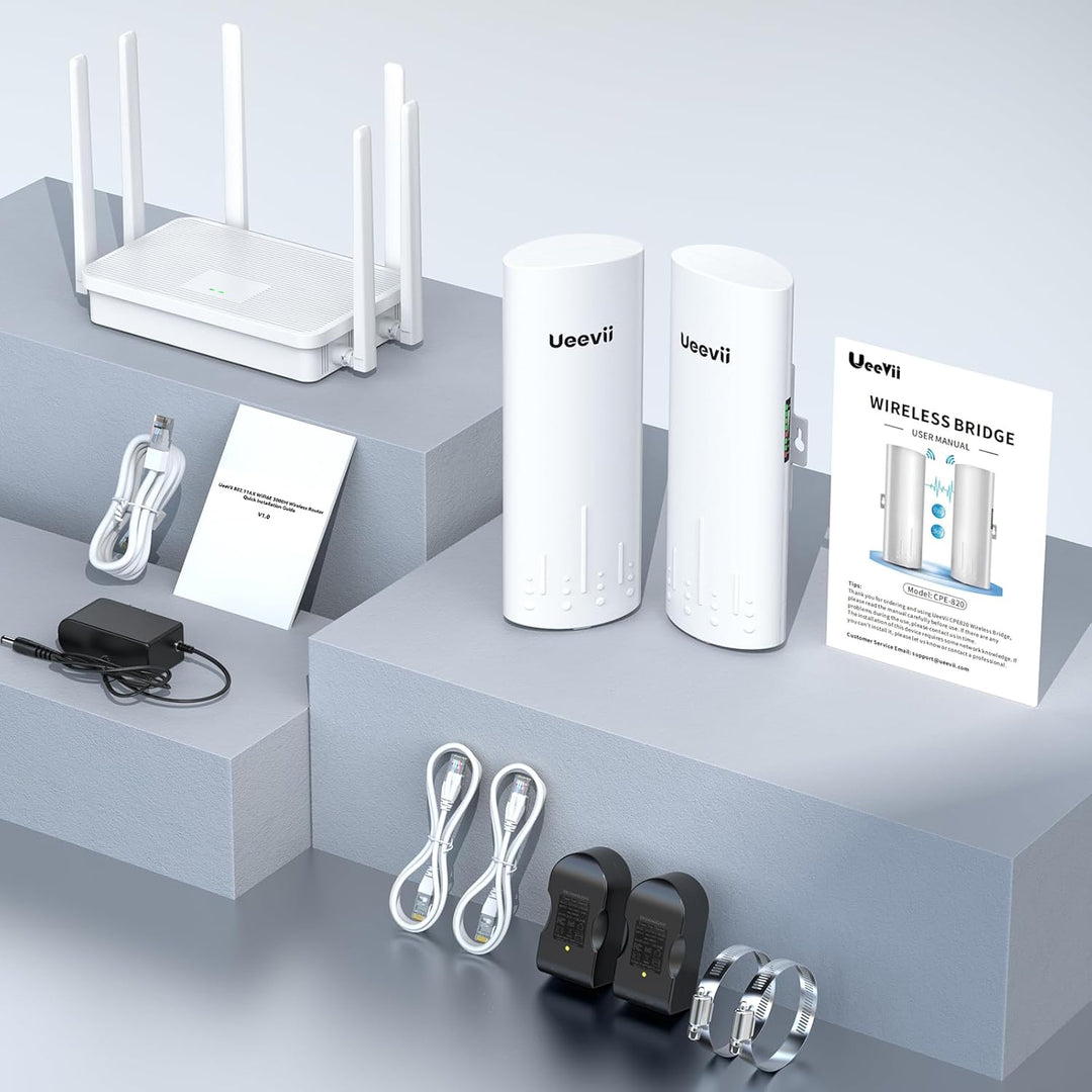 Kit de Puente Inalámbrico UeeVii CPE450 y Router WiFi