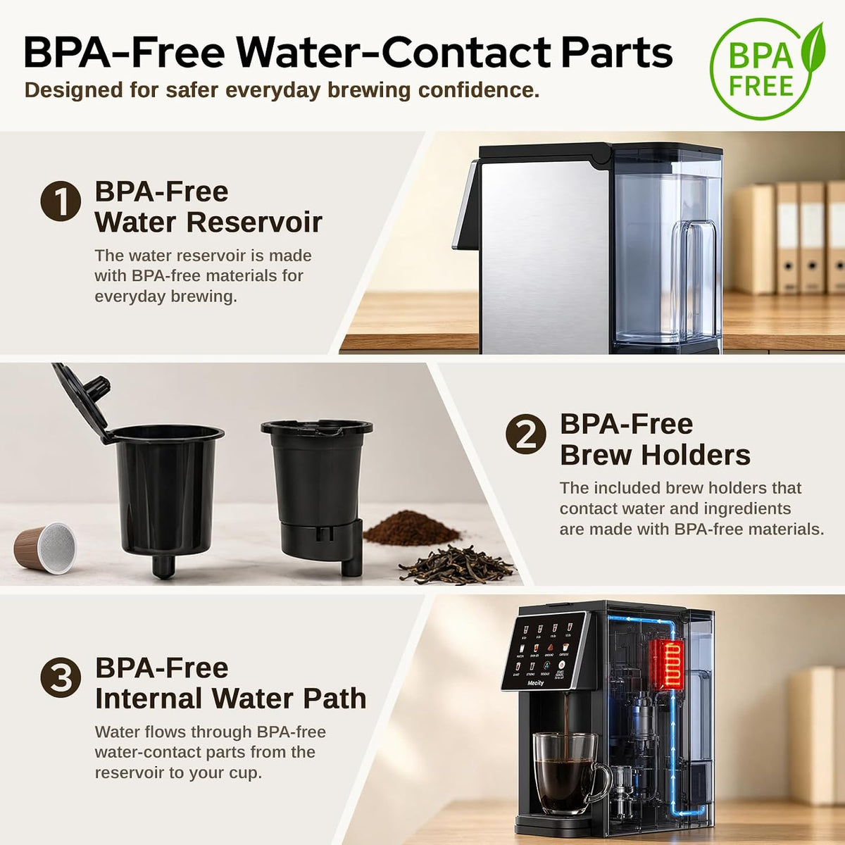 Mecity Cafetera digital compatible con cápsulas K Cup, máquina de café americano inteligente con pantalla táctil sobre hielo, preparación rápida, 6, 8, 10, 12 onzas opcionales, sabor ajustable