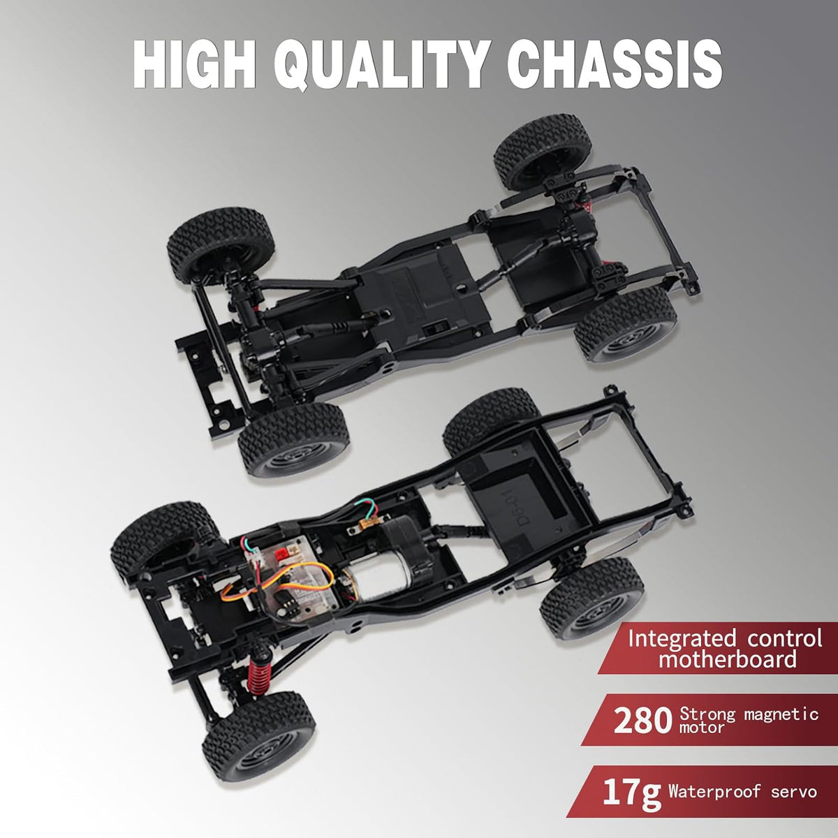 MN-82 RC Rock Crawler Coche Camioneta Toyota Escala 1/12, Camión de Control Remoto Todoterreno 4WD 2.4GHz, Modos de 2 Velocidades, 2×1200mAh Baterías, Oruga Todo Terreno para Adultos Niños Interior