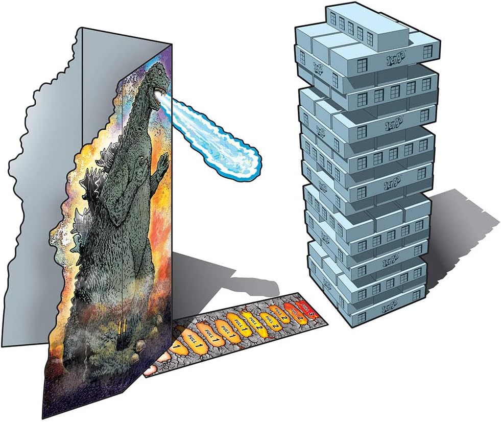 Jenga: Edición Extrema de Godzilla | Basado en la Clásica Franquicia de Películas de Monstruos Godzilla | Juego de Jenga Coleccionable | Juego Único con Pieza Movible de Godzilla