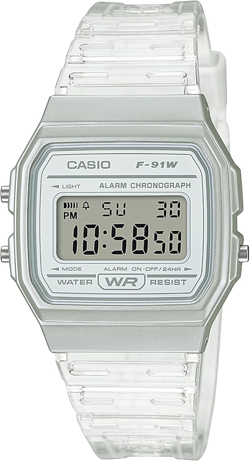 Casio F91W Series | Reloj Digital | Resistente al Agua | Luz LED | Cronómetro 1/100 SEK | Mantenimiento de Hora Regular (Hora, Min, SEG, PM, Fecha, Día) | Alarma Diaria | Ligero | Batería de 7 Años