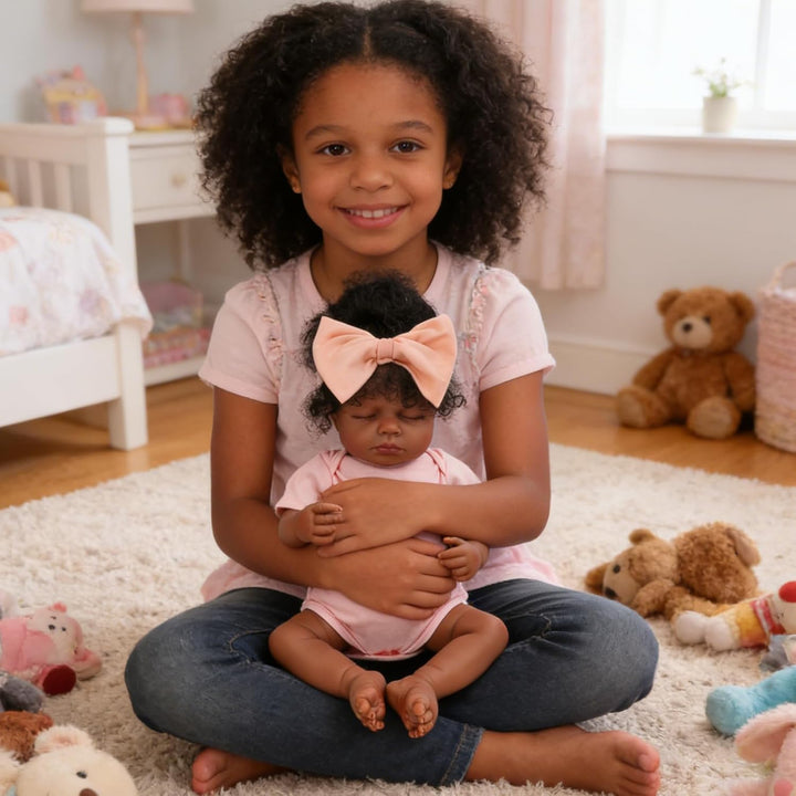 Yudill Muñeca realista de bebé Reborn negra de 18 pulgadas con ojos...