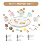 UMU® Juego de Té de Madera para Niños – Juguete de Fiesta de Té de Juego Simulado con Tazas Coloridas, Bolsitas de Té, Rodajas de Limón y Más – Juguete de Juego de Rol Montessori para Edades 3 4 5 6
