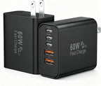 Cargadores Rápidos USB C de Bloques, USB Type C de 60W para Pared y Carga para iPhone