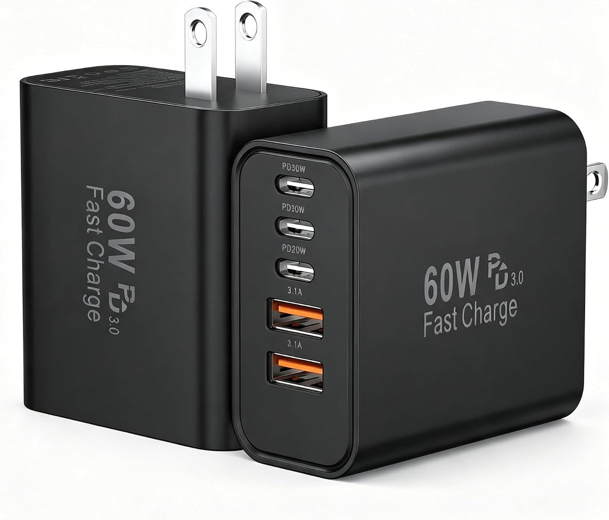 Cargadores Rápidos USB C de Bloques, USB Type C de 60W para Pared y Carga para iPhone