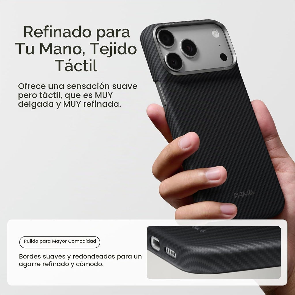 pitaka Funda para iPhone 18 Pro de 6.3" con sensación sin funda, negro y